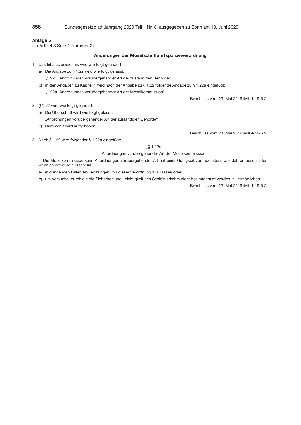 BGBl. 2020, Seite 358 — Originalseite als Abbildung