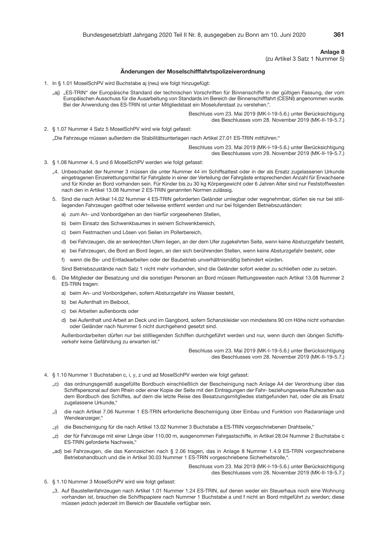 BGBl. 2020, Seite 361 — Originalseite als Abbildung