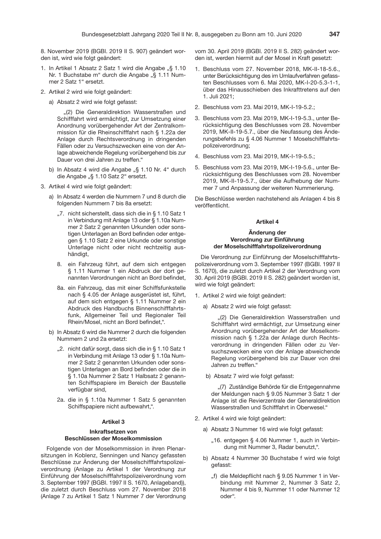 BGBl. 2020, Seite 347 — Originalseite als Abbildung