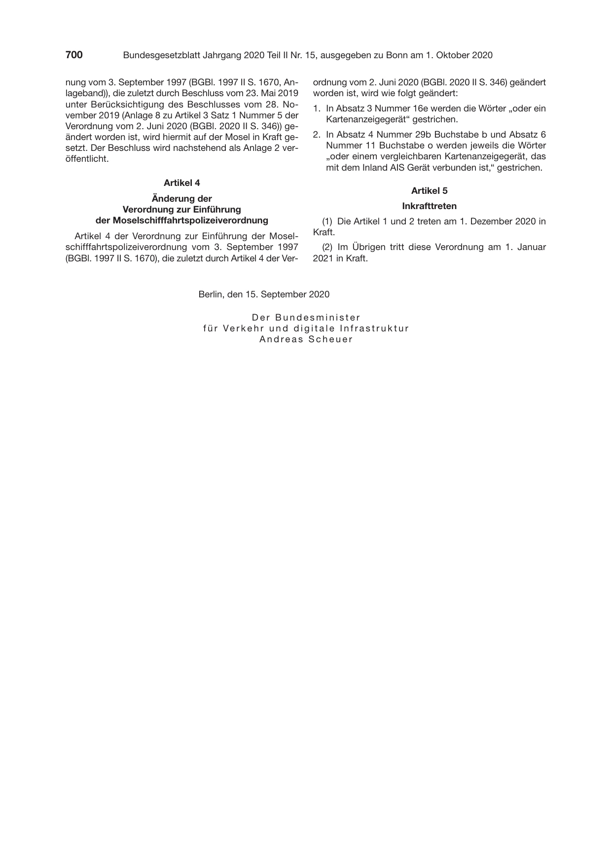BGBl. 2020, Seite 700 — Originalseite als Abbildung