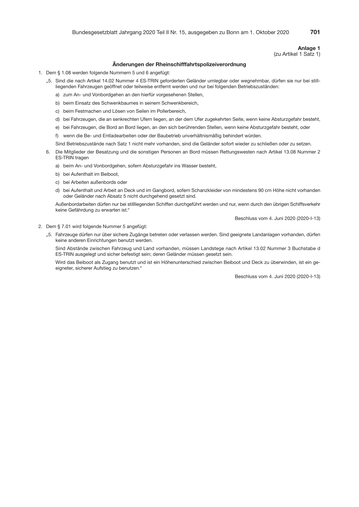 BGBl. 2020, Seite 701 — Originalseite als Abbildung
