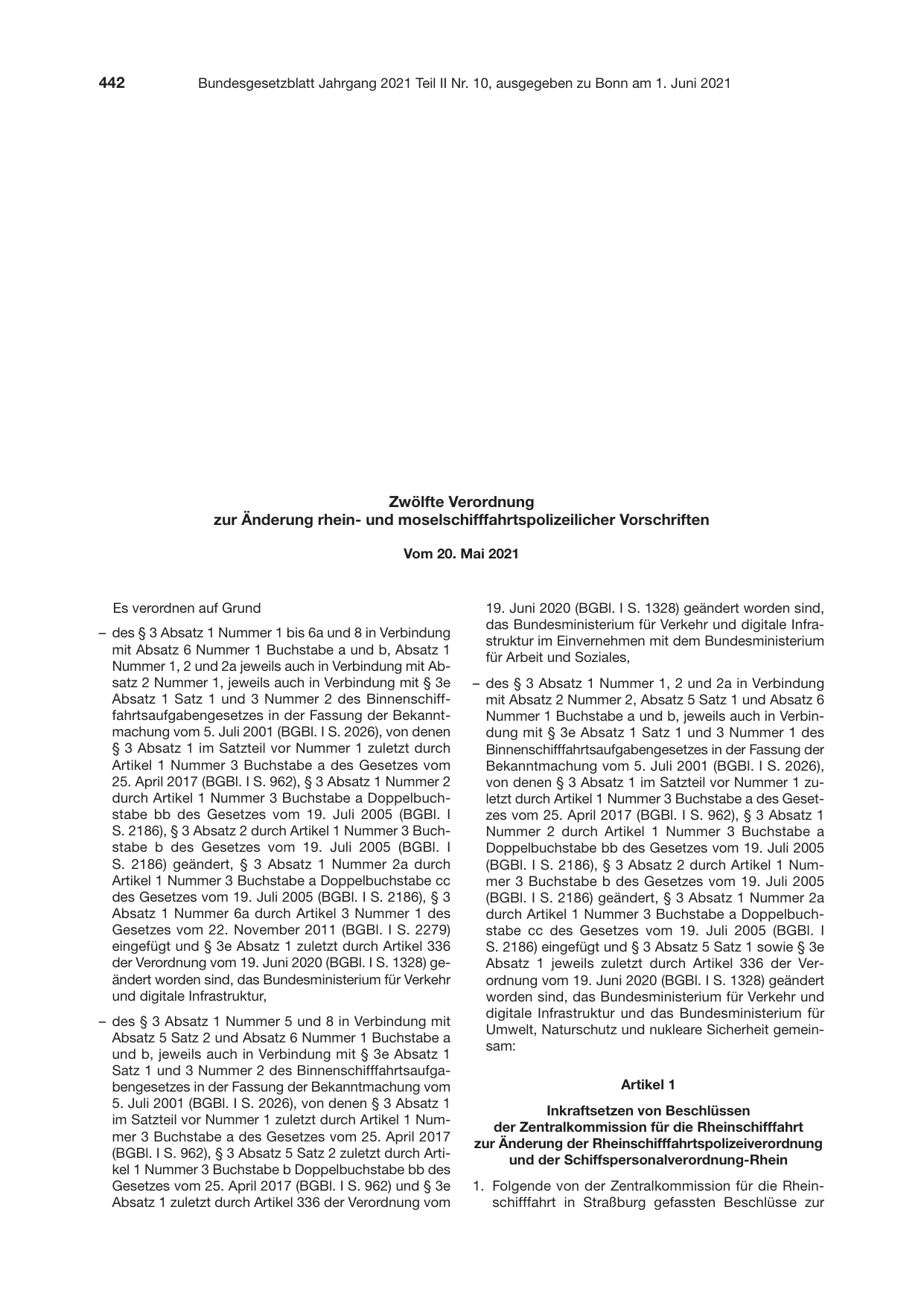 BGBl. 2021, Seite 442 — Originalseite als Abbildung