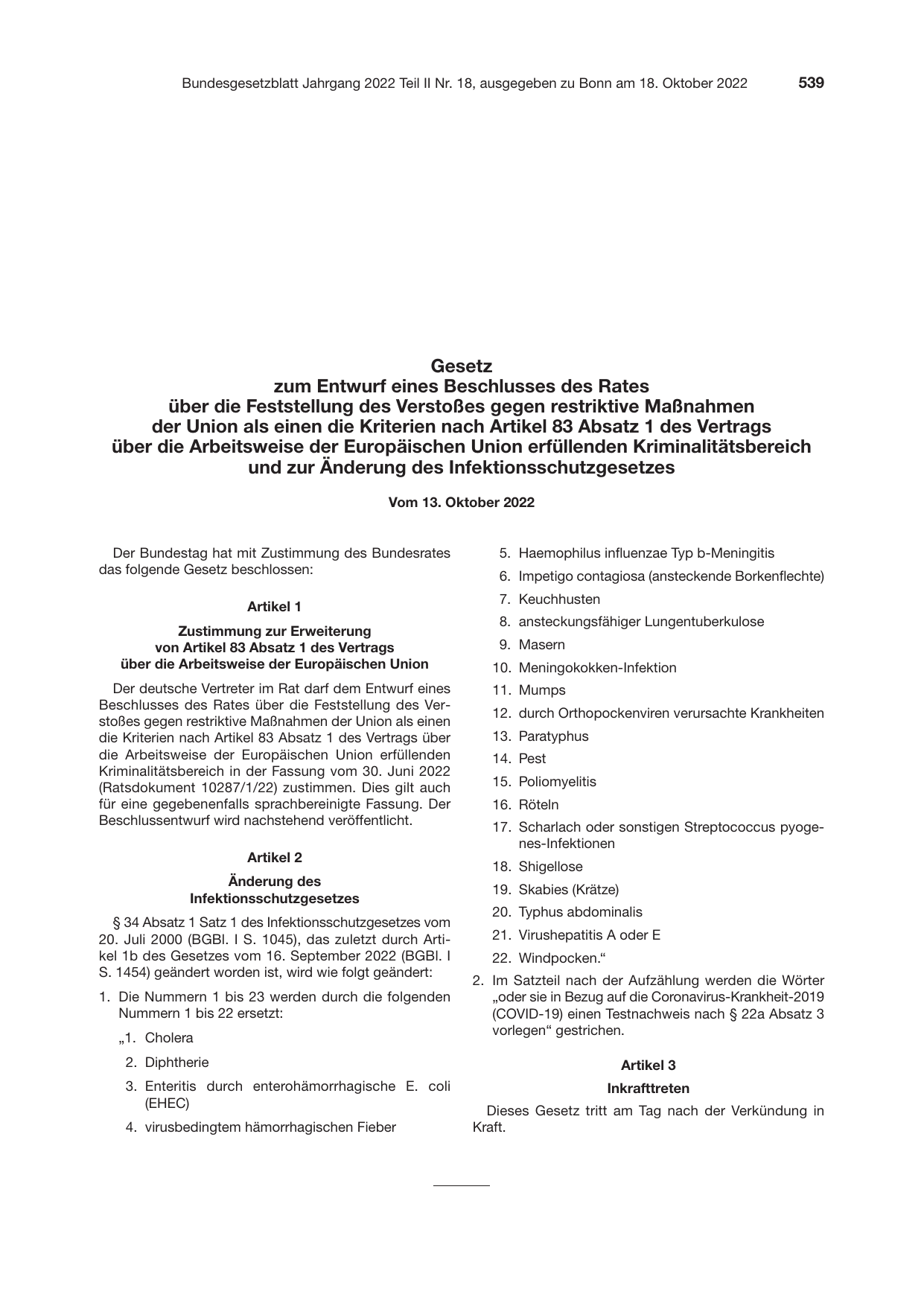 BGBl. 2022, Seite 539 — Originalseite als Abbildung