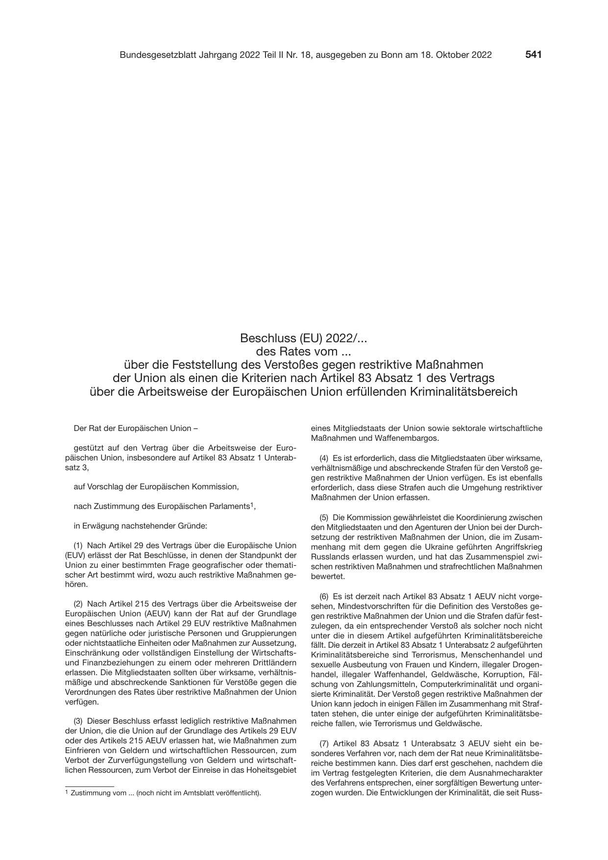BGBl. 2022, Seite 541 — Originalseite als Abbildung