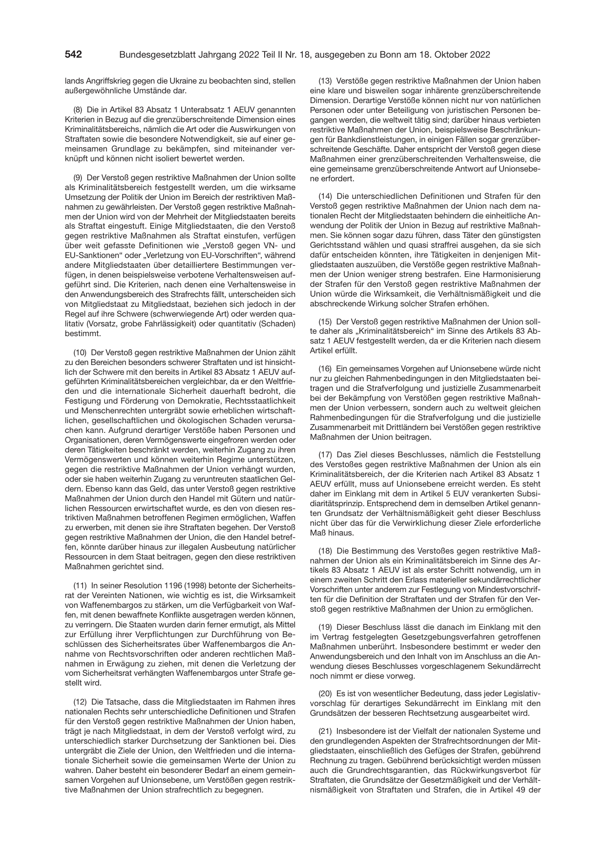 BGBl. 2022, Seite 542 — Originalseite als Abbildung