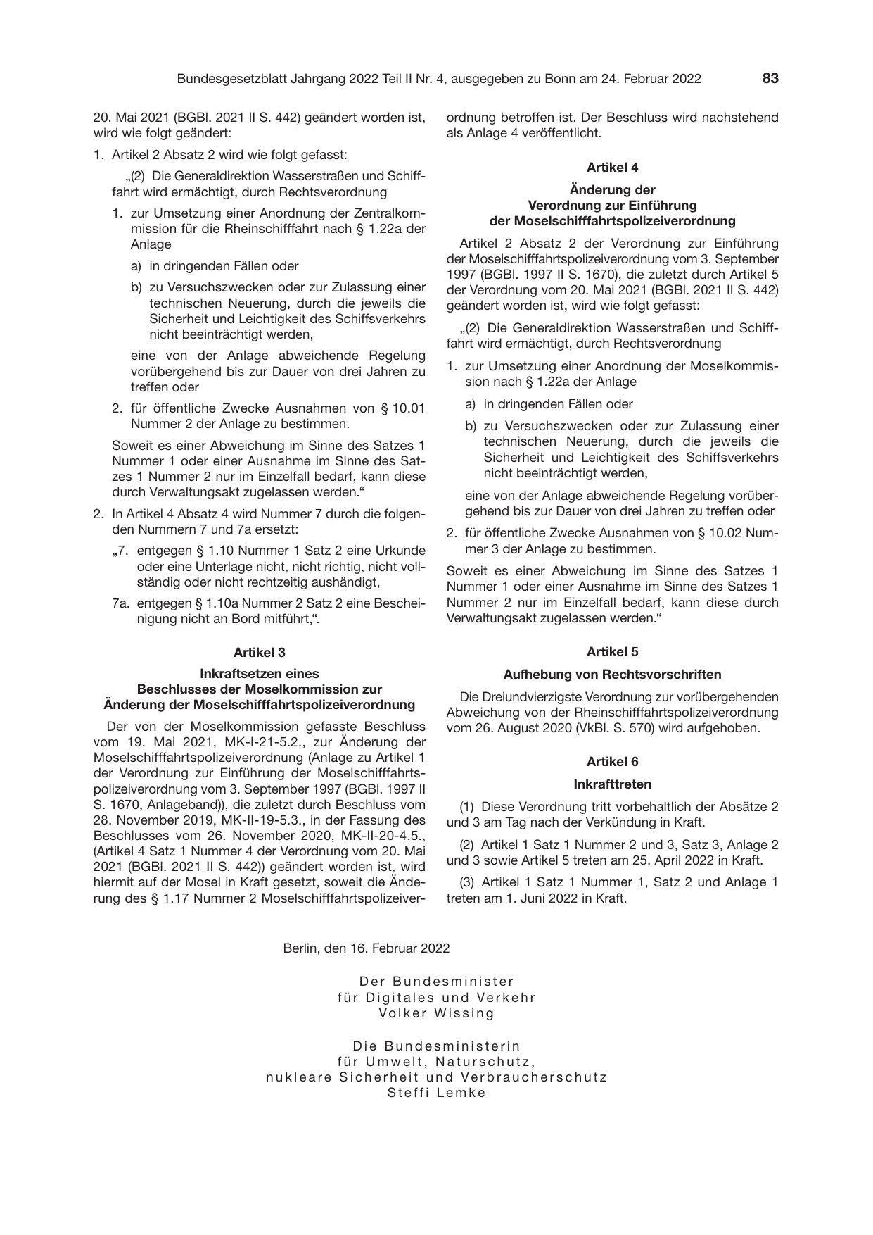 BGBl. 2022, Seite 83 — Originalseite als Abbildung