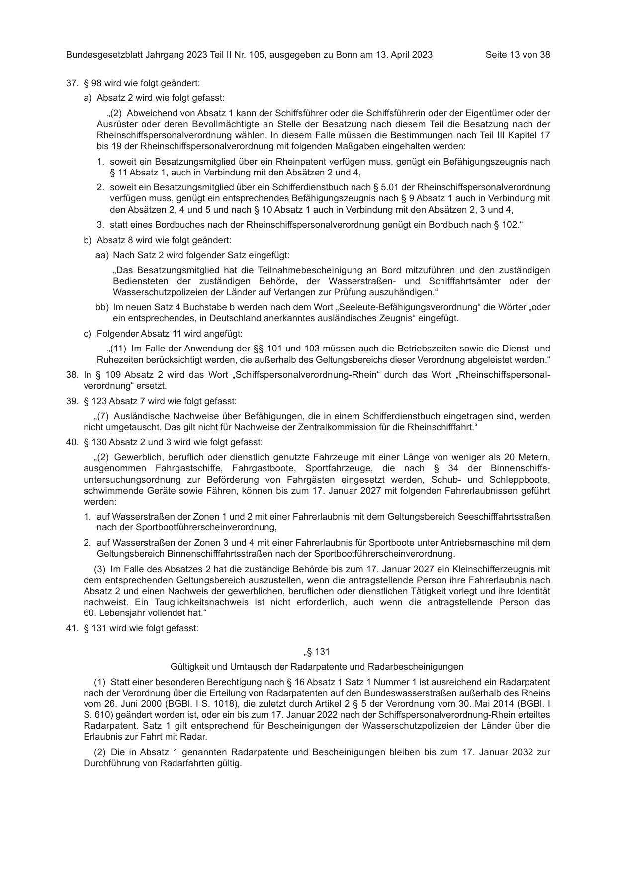 BGBl. 2023, Seite 13 — Originalseite als Abbildung