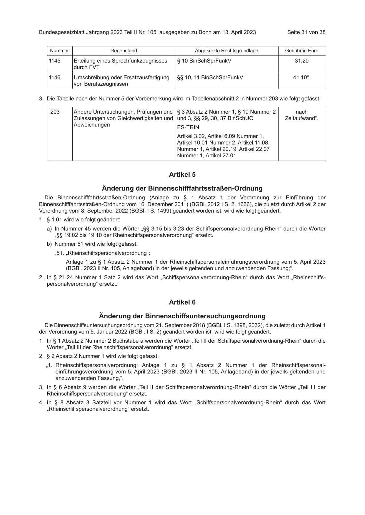 BGBl. 2023, Seite 31 — Originalseite als Abbildung