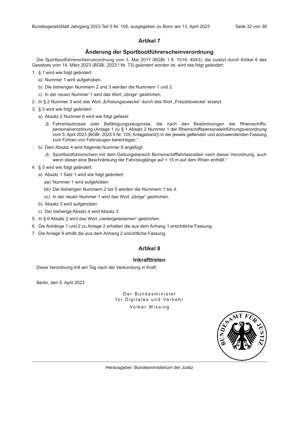 BGBl. 2023, Seite 32 — Originalseite als Abbildung