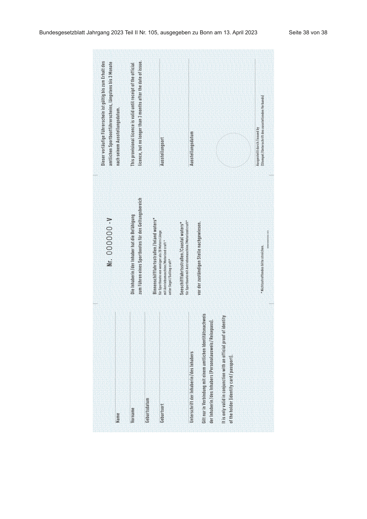 BGBl. 2023, Seite 38 — Originalseite als Abbildung