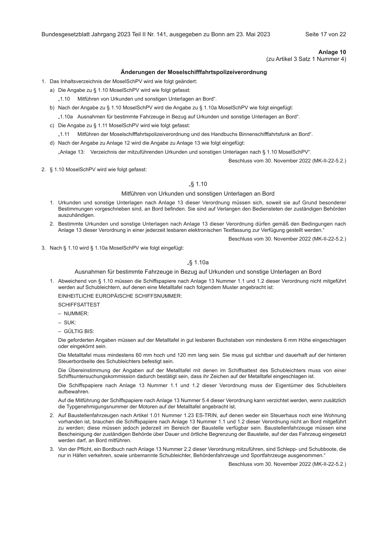 BGBl. 2023, Seite 17 — Originalseite als Abbildung