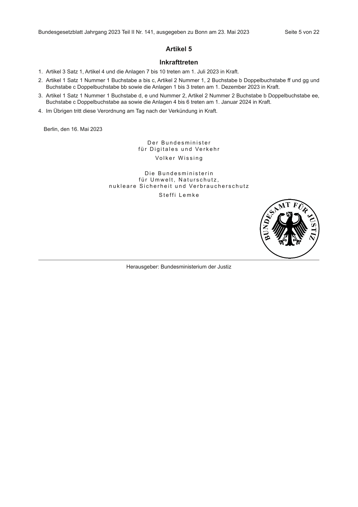 BGBl. 2023, Seite 5 — Originalseite als Abbildung
