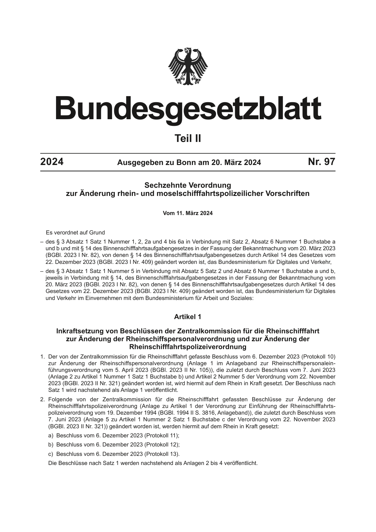 BGBl. 2024, Seite 1 — Originalseite als Abbildung