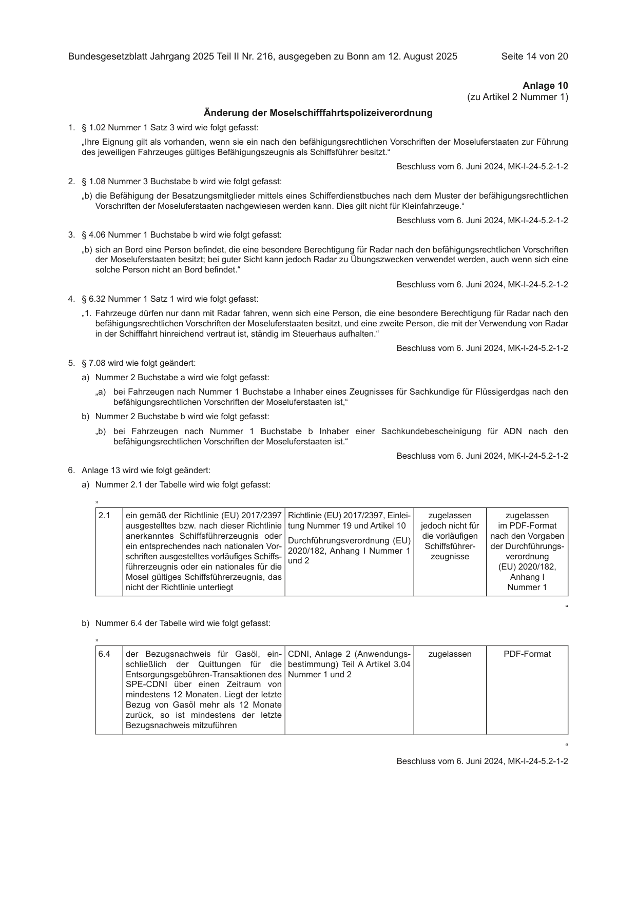 BGBl. 2025, Seite 14 — Originalseite als Abbildung