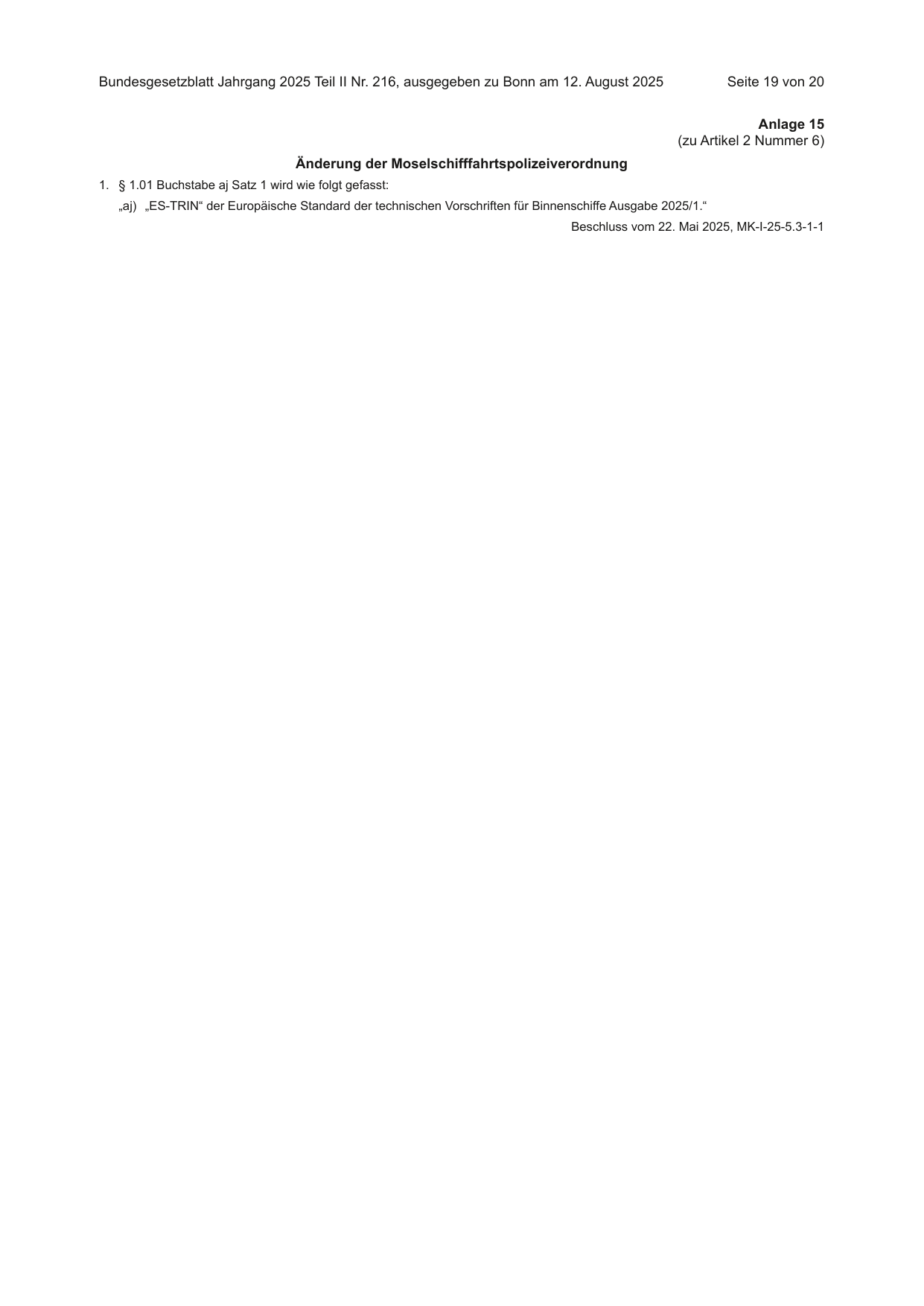 BGBl. 2025, Seite 19 — Originalseite als Abbildung