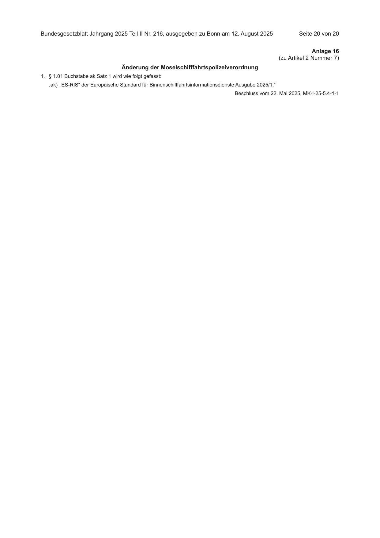 BGBl. 2025, Seite 20 — Originalseite als Abbildung